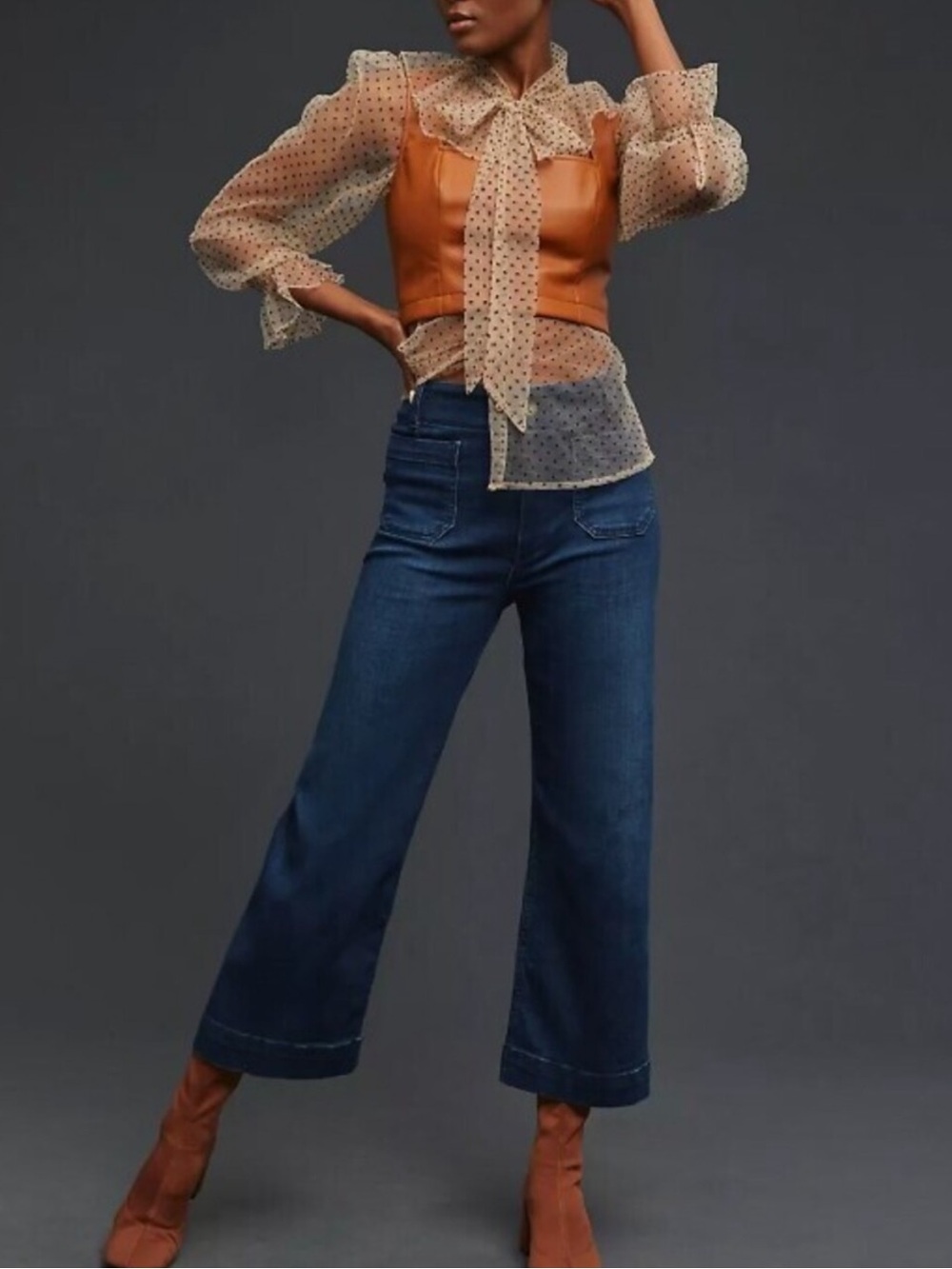 Anthropologie Pilcro The Skipper Colette Wide Leg Cropped Denim Jeans Size 28